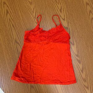 ✨ Vibrant GAP Lace-Bodice Cami Tank – Poppy Red/Orange